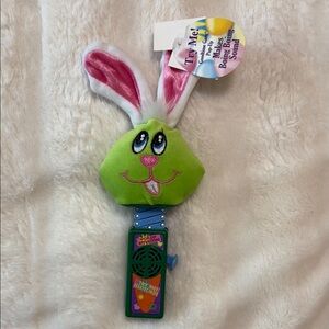 Bunny Toy with Green and Pink Accents makes a boing boing sound